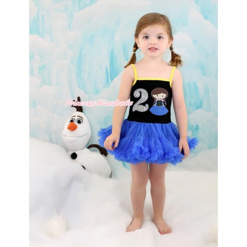 Frozen Anna Black Halter Royal Blue ONE-PIECE Dress & 2nd Sparkle White Birthday Number Princess Anna LP92